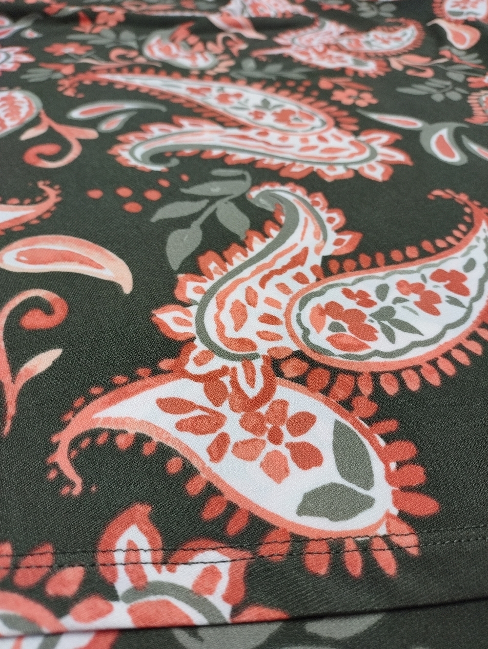NWT Allison Daley Petites PM Green Orange Paisley V-Neck Ruffle Sleeve Blouse - Picture 6 of 8